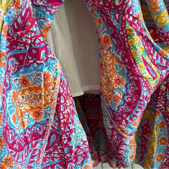 Lauren Ralph Lauren Red/Blue/Mulit-color Paisley Tiered Cotton Maxi Skirt. MED. - Picture 4 of 11